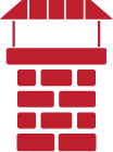 A burgundy red Icon of a chimney with a cover on top.